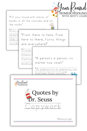 Quotes by Dr. Seuss Copywork {Manuscript}