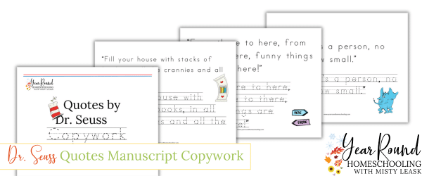 dr seuss quotes manuscript copywork, dr seuss copywork, dr seuss manuscript, dr seuss copywork manuscript