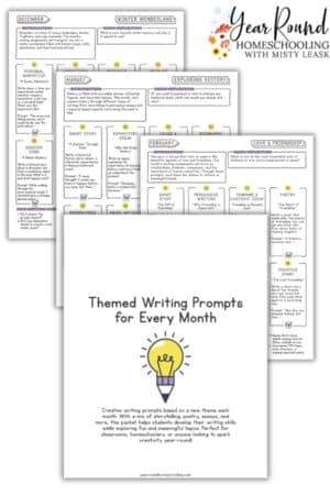 Year Round Themed Monthly Writing Prompts