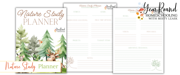 nature study planner, planner for nature study, planner nature study