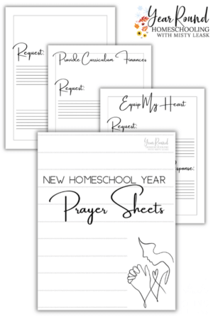 Printable New Homeschool Year Prayer Sheets