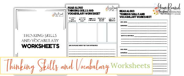 thinking skills worksheets, vocabulary worksheets, read aloud worksheets